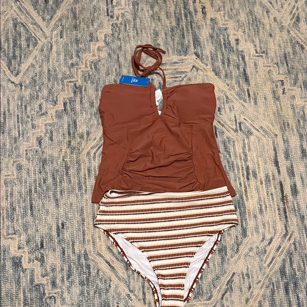 CUPSHE Women’s Happy Current Striped Tankini Set Size Medium